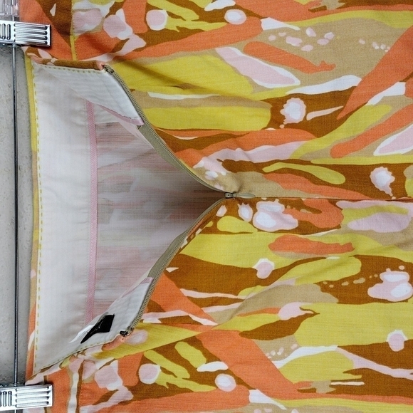 J. Crew Limoncello Swirl Yellow Orange Mod Canvas Zipper Back Casual Mini Skirt - Picture 7 of 8